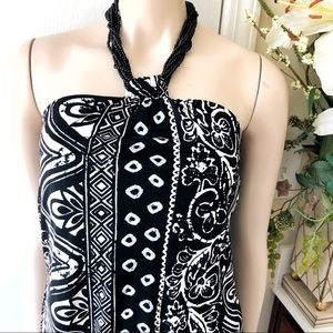 White House Black Market Tribal Beaded Halter Top